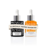 Naked & Thriving Renew serum bottle close-up highlighting hydrating night treatment.
