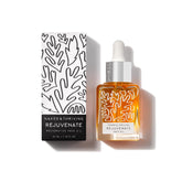 Naked & Thriving Rejuvenate bottle closeup shows a nourishing oil for radiant skin.