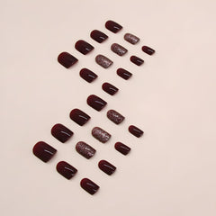 Namrec red press-on nails glitter design quick application and removal with jelly glue