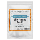 Naples Cosmeceuticals hydrolyzed silk amino acid powder bottle for easy formula blending and hydration.
