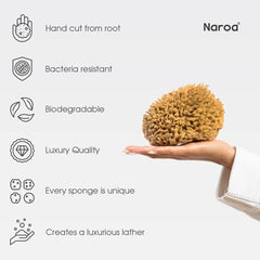 Naroa Unbleached Sponge packaging-free image highlighting eco-friendly, plastic-free choice.