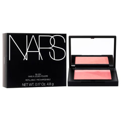 NARS Blush Orgasm micronized powder close-up highlights blendable texture
