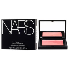 NARS Blush Orgasm soft pressed powder application demonstrates buildable color