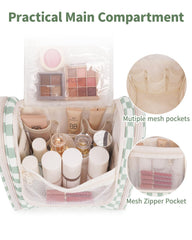 Narwey mint-green interior with mesh pockets for makeup and skincare organization