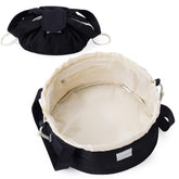 Narwey barrel makeup bag open shows organized compartments for quick-access cosmetics