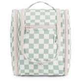 Narwey mint green checkered hanging bag with hook for organized packing on trips