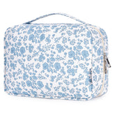 Narwey small hanging travel toiletry bag with little blue flower for organized cosmetics on trips