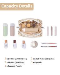 Narwey small striped makeup bag compartments neatly organize cosmetics for quick access.