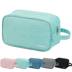 Narwey travel toiletry bag mint green front view showcases spacious main compartment.