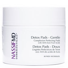 NassifMD Gentle Detox Pads box front with gentle exfoliation for sensitive skin.