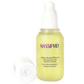 NassifMD Hydro-Screen serum bottle shows hydrating formulation for soft, supple skin.