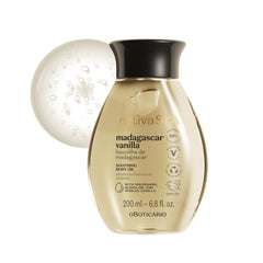 NATIVA SPA Madagascar Vanilla Body Oil bottle showcases soothing hydration for everyday skin softness.
