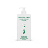 Native Body Lotion bottle front with eucalyptus-mint label for daily moisturization.