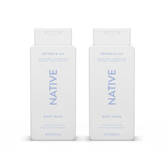 Native Body Wash Cotton & Lily bottle highlights sulfate-free cleanse for all skin types