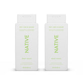Native Body Wash Key Lime & Sugar bottle pour demonstrates refreshing cleanse for hydrated skin.