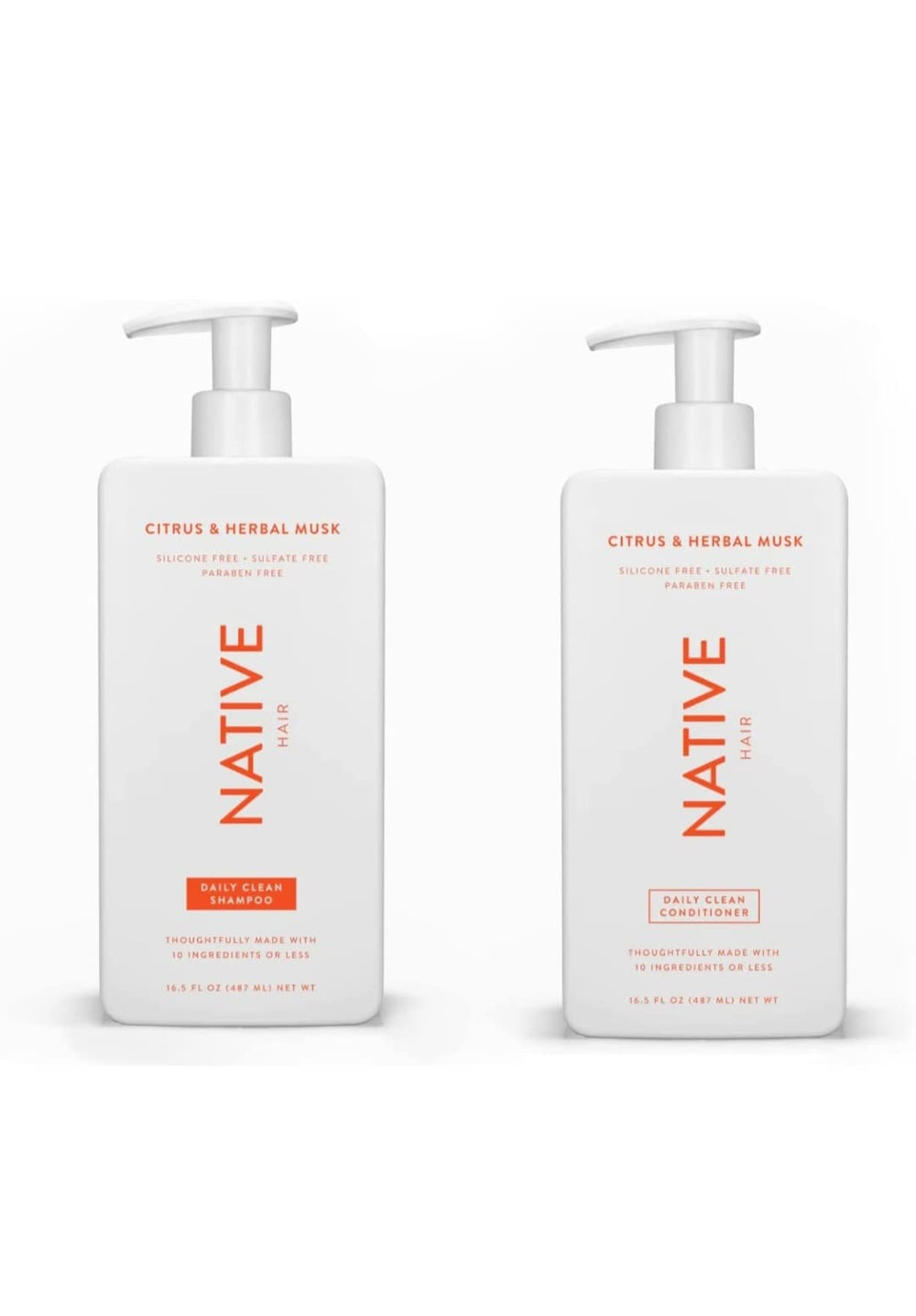 Native Citrus Herbal Musk shampoo bottle front view with sulfate-free formula for daily cleanse