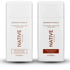 Native Coconut & Vanilla Mini Shampoo front bottle for travel-ready cleansing