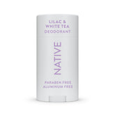 Native Lilac White Tea deodorant bottle showing 72-hour odor protection.