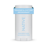 Native Deodorant Powder & Cotton jar shows long-lasting freshness for daily wear.
