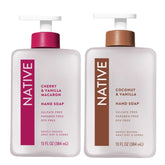 Native Hand Soap Set Cherry & Vanilla Macaron bottles ready for gentle daily cleansing