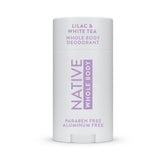 Native Lilac Tea deodorant stick front view — unisex design for everyday odor protection.