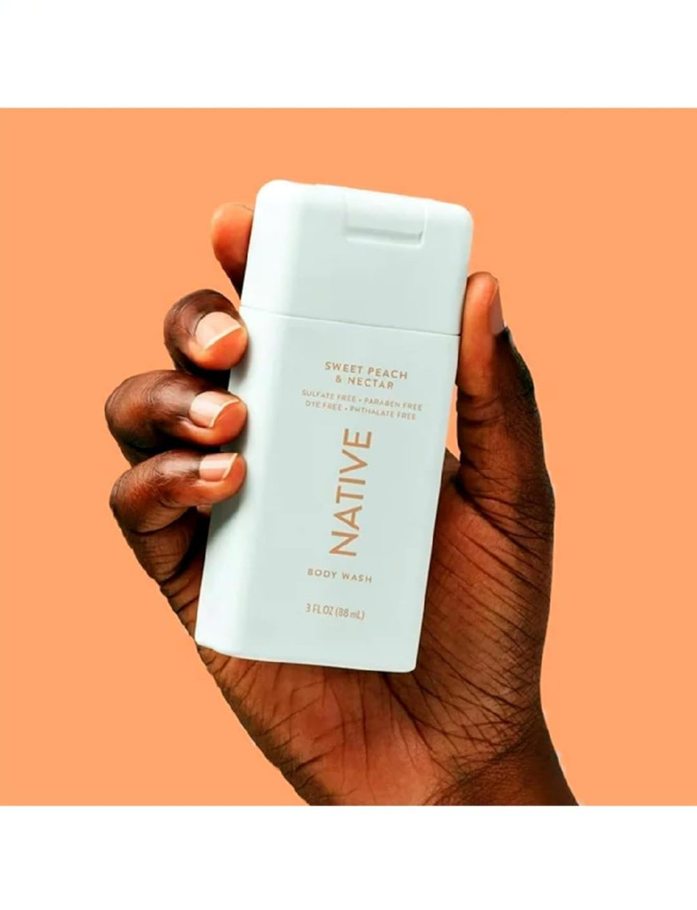 Native travel-size body wash Sweet Peach & Nectar 2-pack front view for travel-ready skincare