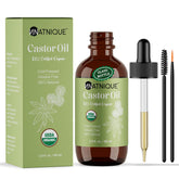Natnique Castor Oil bottle 2oz for daily hair and skin care.