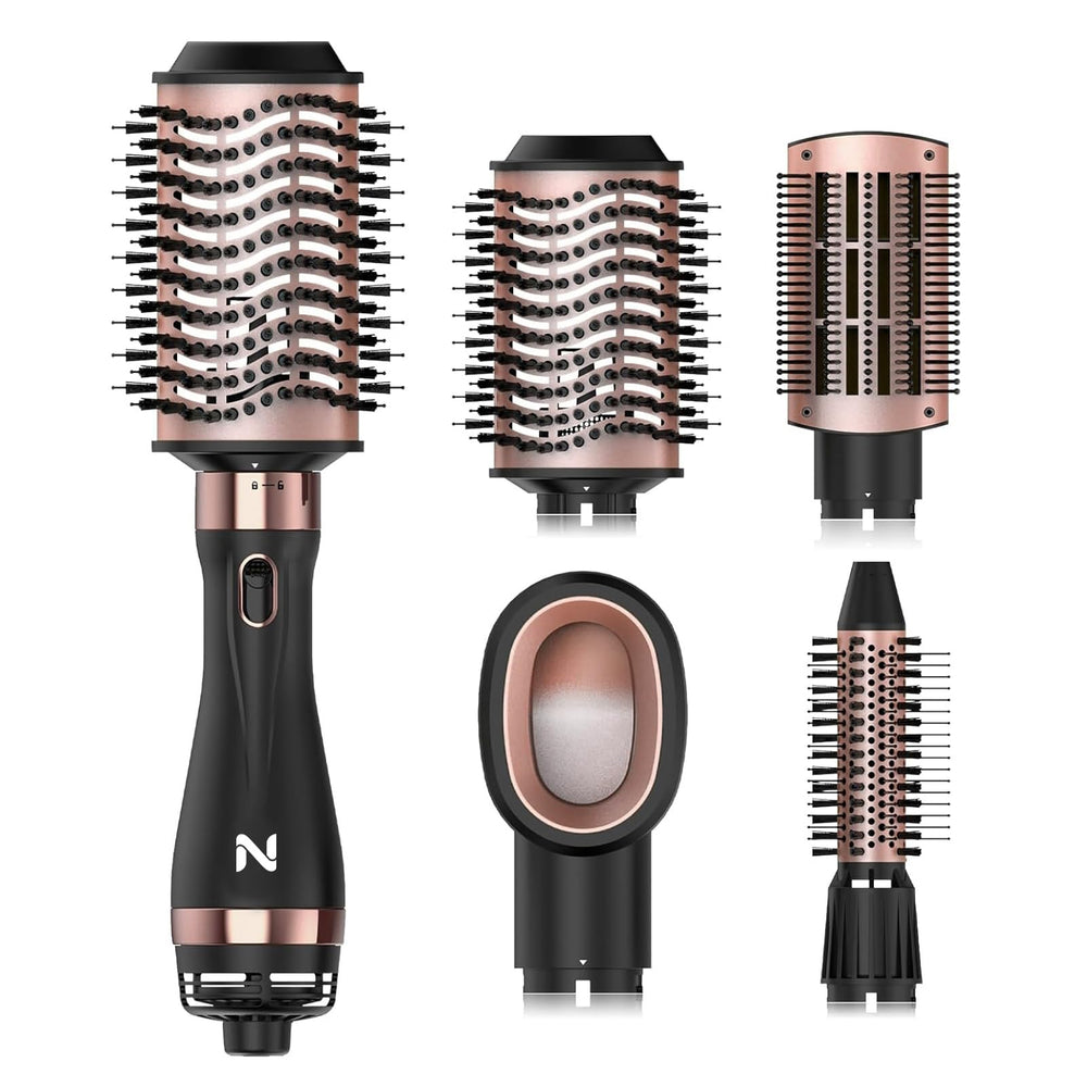 Natrial hair dryer brush in use showing quick salon-quality blowout.