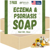 Natrulo Eczema Soap Bar face closeup with creamy lather for sensitive skin.