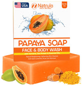 Natrulo Papaya Soap Face Wash Bottle demonstrates daily cleansing for a brighter complexion.