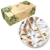 NATULANE Premium 500 biodegradable bamboo cotton swabs box front for eco-friendly daily care.