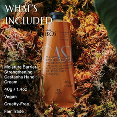 Natura Brazil Nut Hand Cream being applied for quick absorbed moisture.