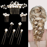 Naturahand pearl hair comb set showcases elegant design for secure bridal styling.