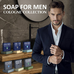NATURAL AMERICAN men’s bar soap ingredients: nourishing organic shea butter and essential oils.