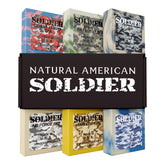 Natural American Soldier soap bar stack with masculine presentation.