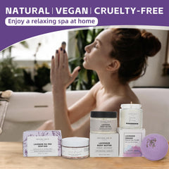 Natural Amor Los Angeles lavender spa gift box ready for gifting.