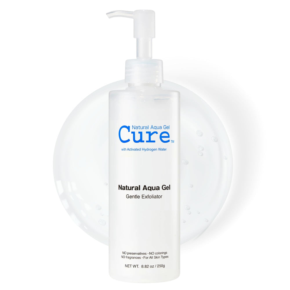 Natural Aqua Gel Cure by Toyo packaging front shows bold branding for gentle exfoliation.