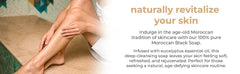 Natural Elephant Moroccan Black Soap paste reveals rich olive oil base for silky-smooth skin.