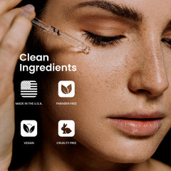 Natural Outcome Mandelic Acid Serum applied on face demonstrates easy absorption for smoother skin.