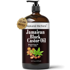 Natural Riches Jamaican Black Castor Oil bottle close-up for hair growth