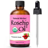 Natural Riches rosehip oil bottle pour for clean skin nourishment