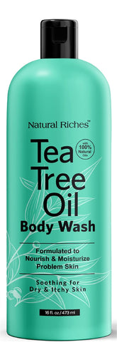 Natural Riches Tea Tree Body Wash bottle for daily cleansing and odor control