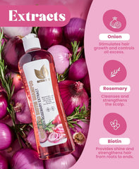 Natural Sant onion extract close-up highlighting nourishing scalp properties.