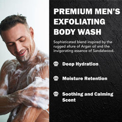 Natural Wunderz mens wash sandalwood-argon massage-hands in use for moisture