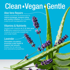 Naturaz Aloe and Lavender scalp-care visual emphasizing soothing hydration