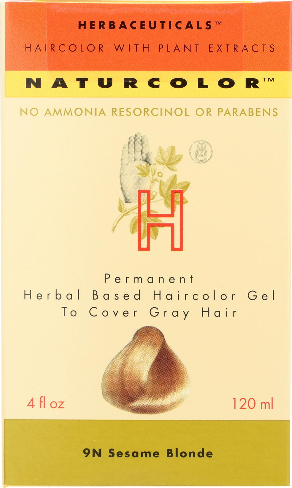 naturcolor Sesame Blonde bottle shows ammonia-free color gel for natural gray coverage