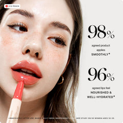 Nature Republic Honey Melting Lip 10 Peach swatches show vibrant sheer tint.