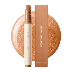 Nature Republic Honey Melting Lip Glitter Maple closeup with hydrating glossy texture.