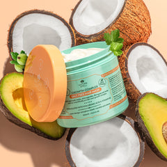 Nature Spell Hair Mask application routine image demonstrates easy root-to-tip coverage