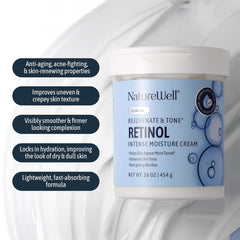 NATURE WELL retinol cream being applied to the face for smoother texture